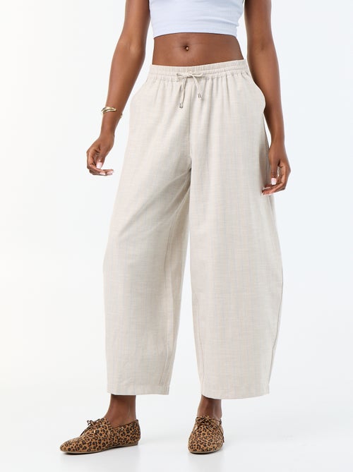 Pantalon large taille haute en lin mélangé - Kiabi
