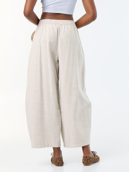 Pantalon large taille haute en lin mélangé - Kiabi