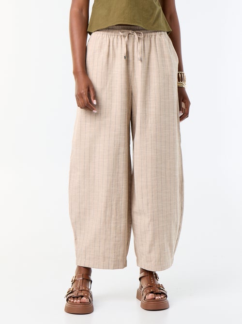 Pantalon large taille haute en lin mélangé - Kiabi