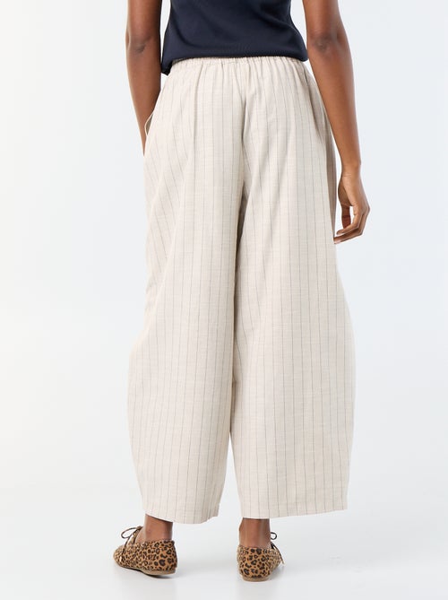 Pantalon large taille haute en lin mélangé - Kiabi