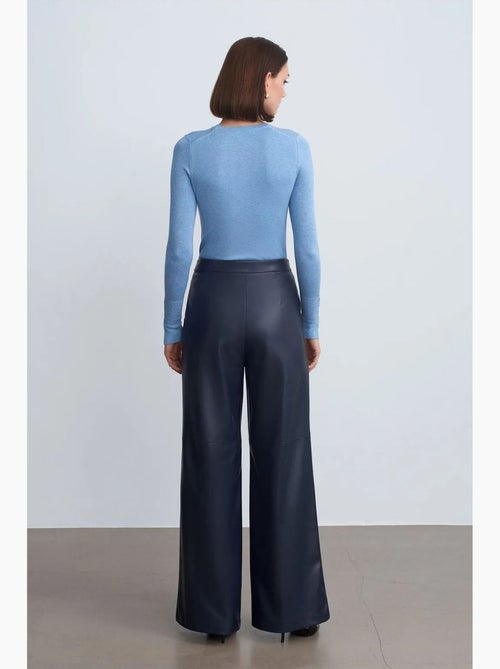 Pantalon large taille haute en simili cuir dilvin - Kiabi Pantalon large taille haute en simili cuir dilvin - Kiabi