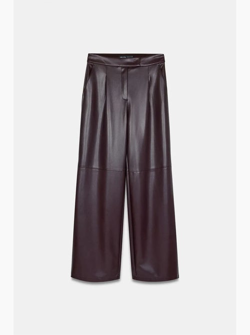 Pantalon large taille haute en simili cuir dilvin - Kiabi Pantalon large taille haute en simili cuir dilvin - Kiabi