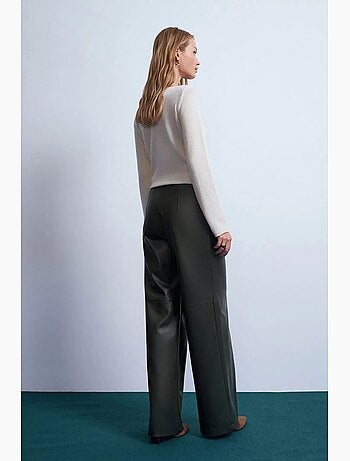 Pantalon large taille haute en simili cuir dilvin