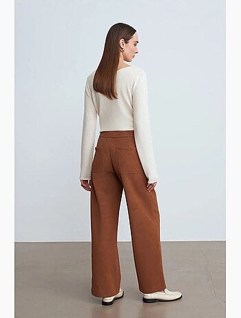Pantalon large taille haute en suédine dilvin