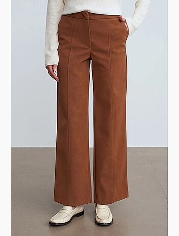 Pantalon large taille haute en suédine dilvin