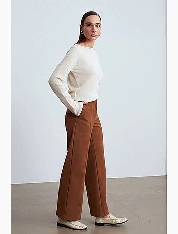 Pantalon large taille haute en suédine dilvin
