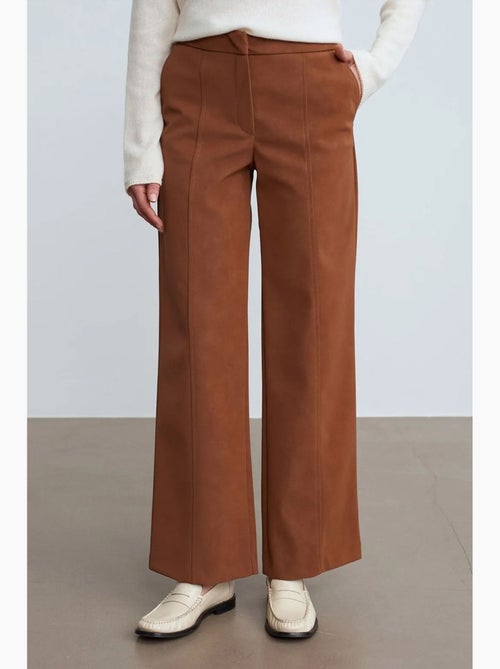 Pantalon large taille haute en suédine dilvin - Kiabi Pantalon large taille haute en suédine dilvin - Kiabi