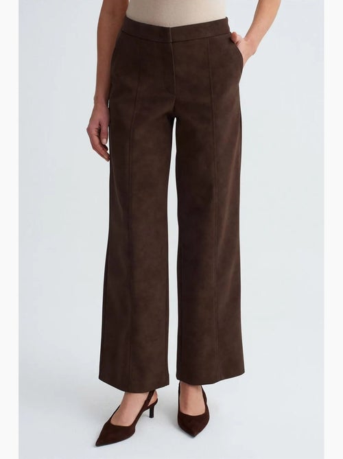 Pantalon large taille haute en suédine dilvin - Kiabi Pantalon large taille haute en suédine dilvin - Kiabi
