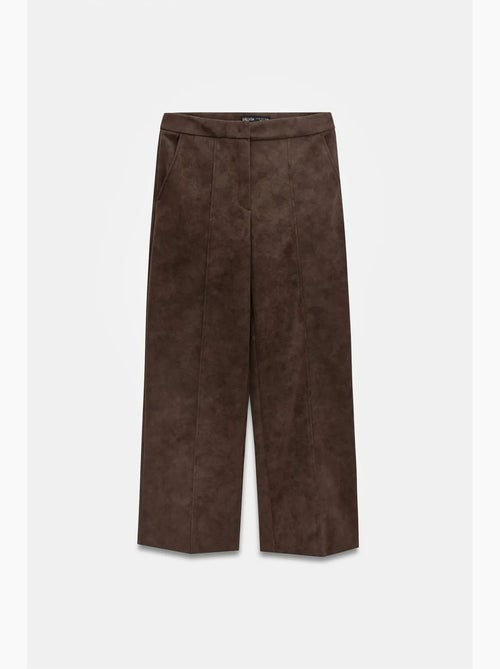 Pantalon large taille haute en suédine dilvin - Kiabi Pantalon large taille haute en suédine dilvin - Kiabi