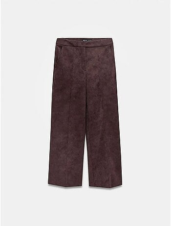 Pantalon large taille haute en suédine dilvin
