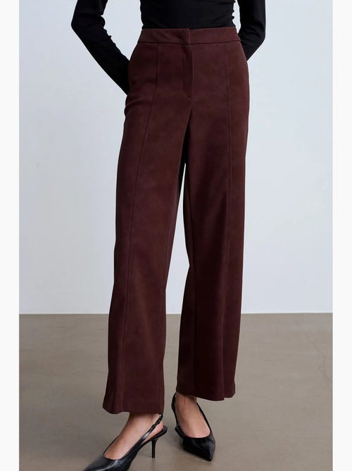 Pantalon large taille haute en suédine dilvin - Kiabi Pantalon large taille haute en suédine dilvin - Kiabi