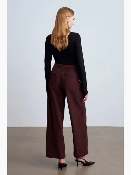 Pantalon large taille haute en suédine dilvin - Kiabi Pantalon large taille haute en suédine dilvin - Kiabi