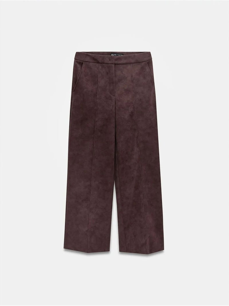 Pantalon large taille haute en suédine dilvin Marron foncé - Kiabi