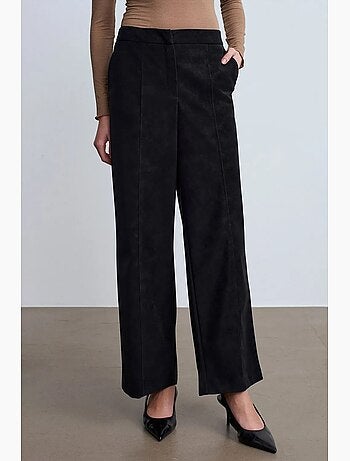 Pantalon large taille haute en suédine dilvin