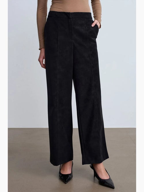 Pantalon large taille haute en suédine dilvin - Kiabi Pantalon large taille haute en suédine dilvin - Kiabi
