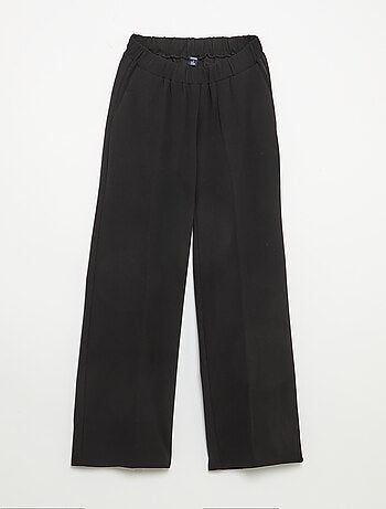 Pantalon large taille haute femme en maille légère