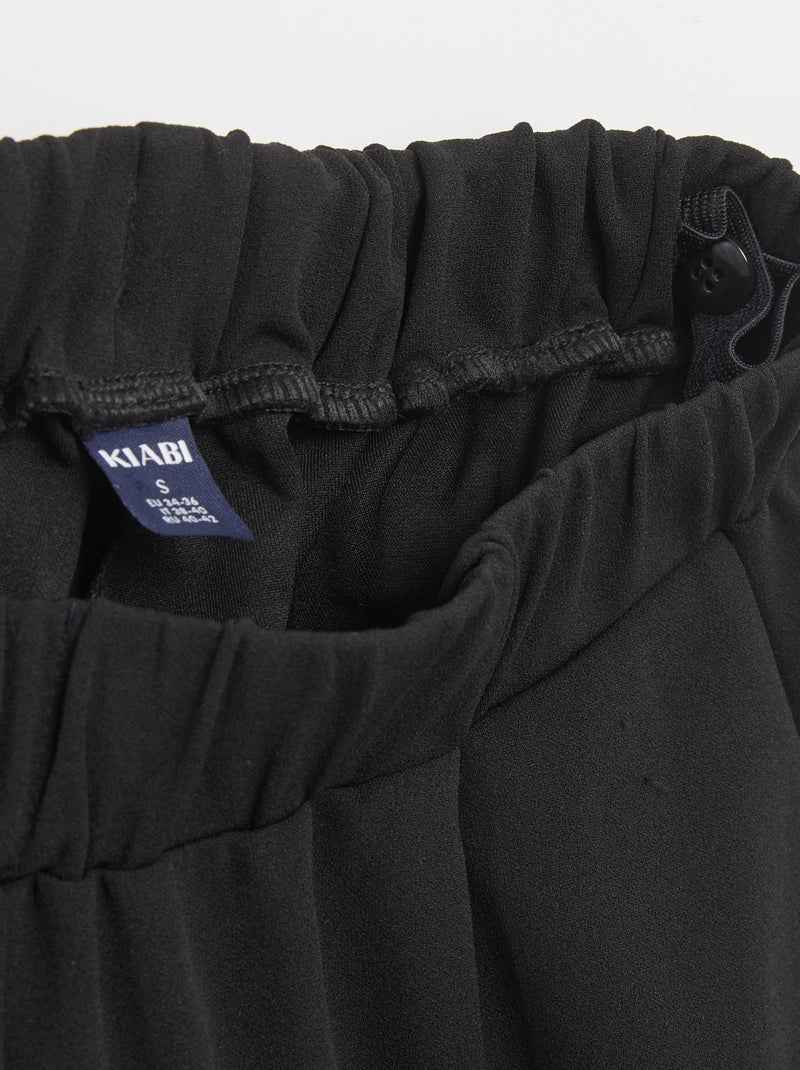 Pantalon large taille haute femme en maille légère Noir - Kiabi