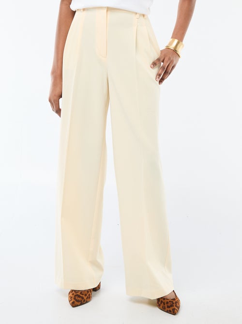 Pantalon large taille haute femme uni - Kiabi