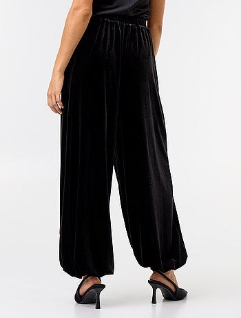 Pantalon large taille haute forme boule en velours