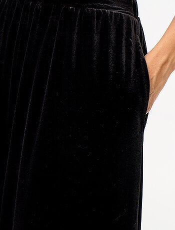 Pantalon large taille haute forme boule en velours