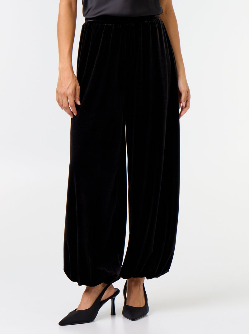 Pantalon large taille haute forme boule en velours Noir - Kiabi
