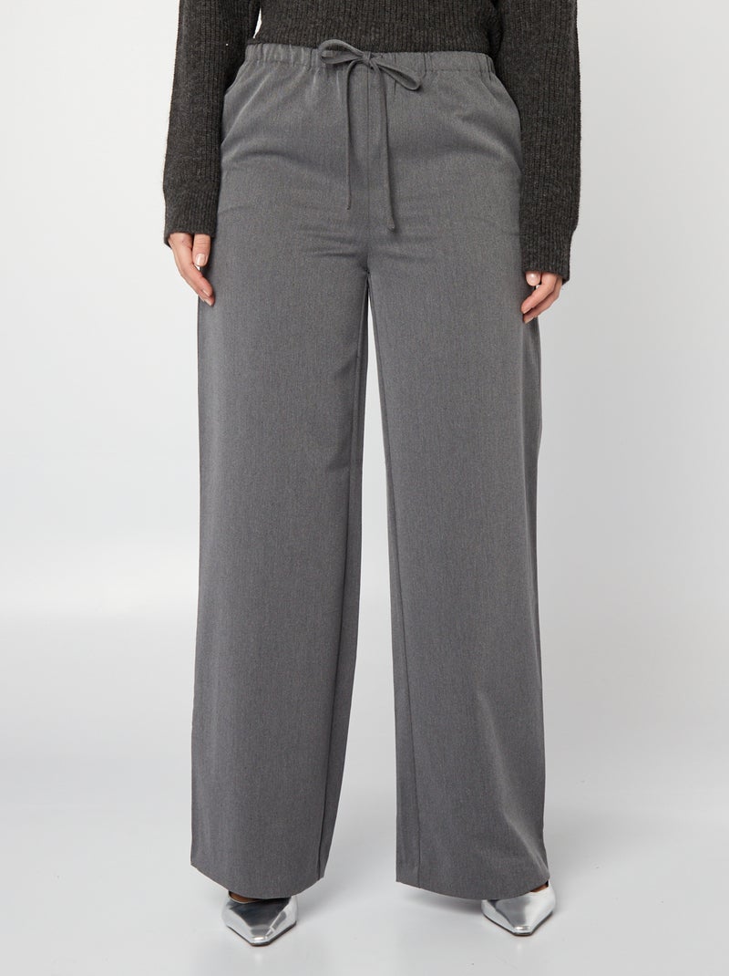 Pantalon large taille haute Gris - Kiabi