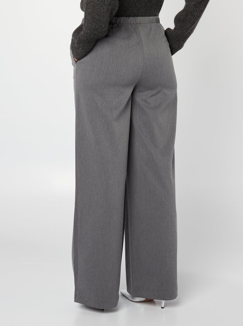 Pantalon large taille haute Gris - Kiabi