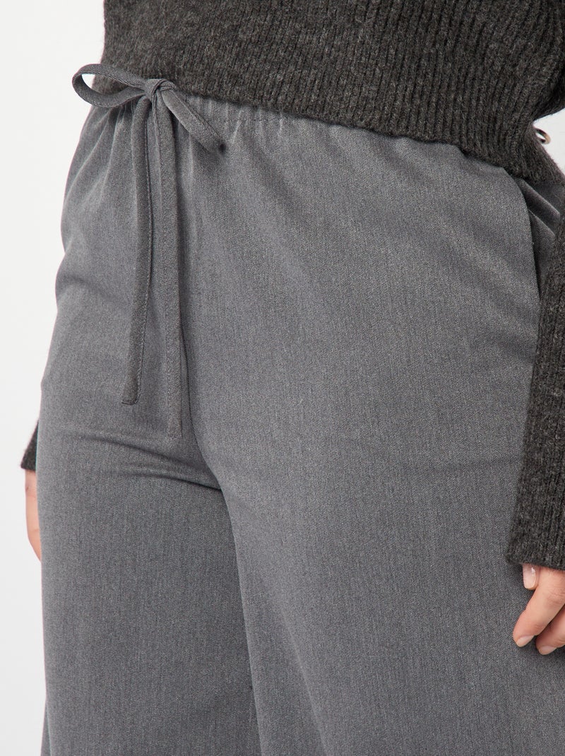 Pantalon large taille haute Gris - Kiabi