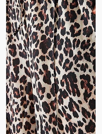 Pantalon large taille haute imprimé léopard lucci