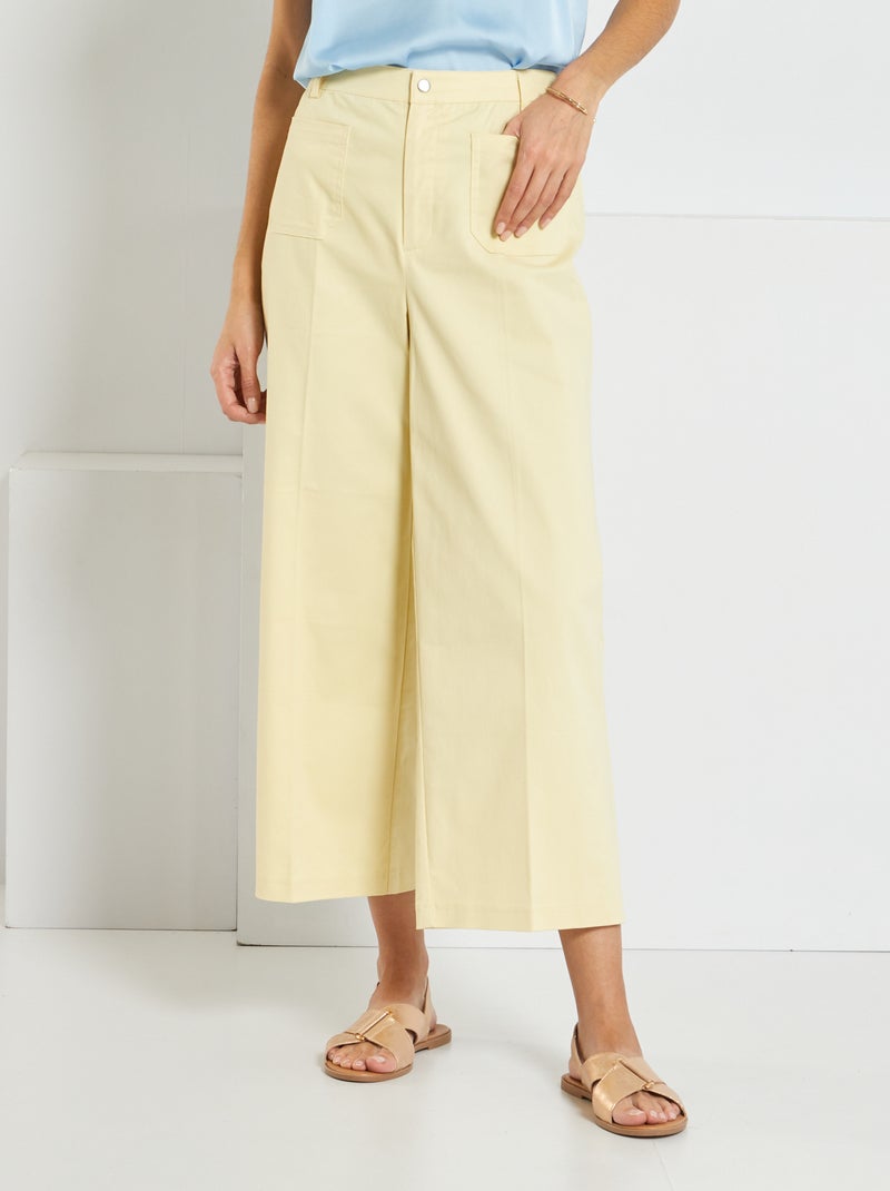 Pantalon large taille haute Jaune - Kiabi