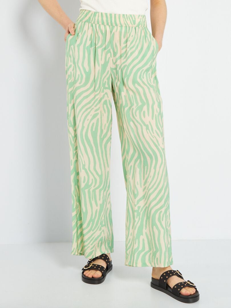 Pantalon large taille haute 'JDY' Vert amande - Kiabi