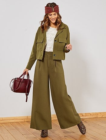 Pantalon large taille haute - Kiabi