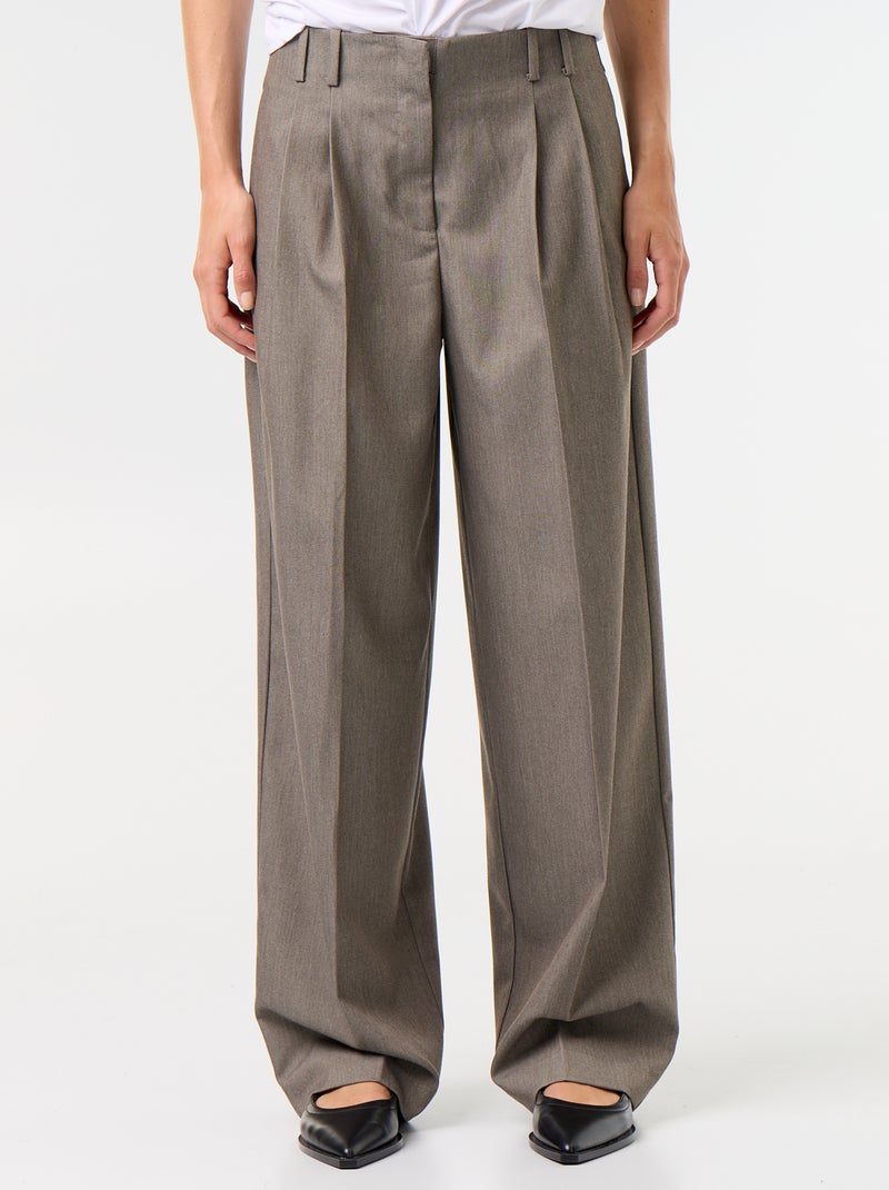Pantalon large taille haute Kaki - Kiabi