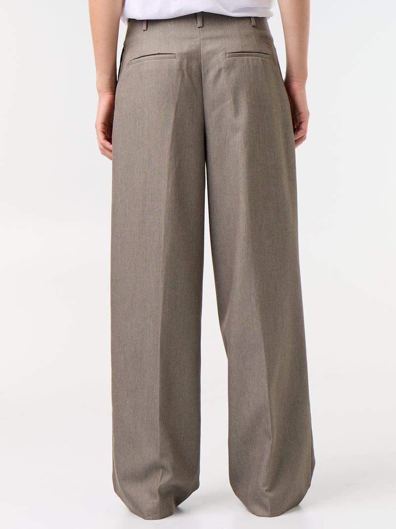 Pantalon large taille haute Kaki - Kiabi