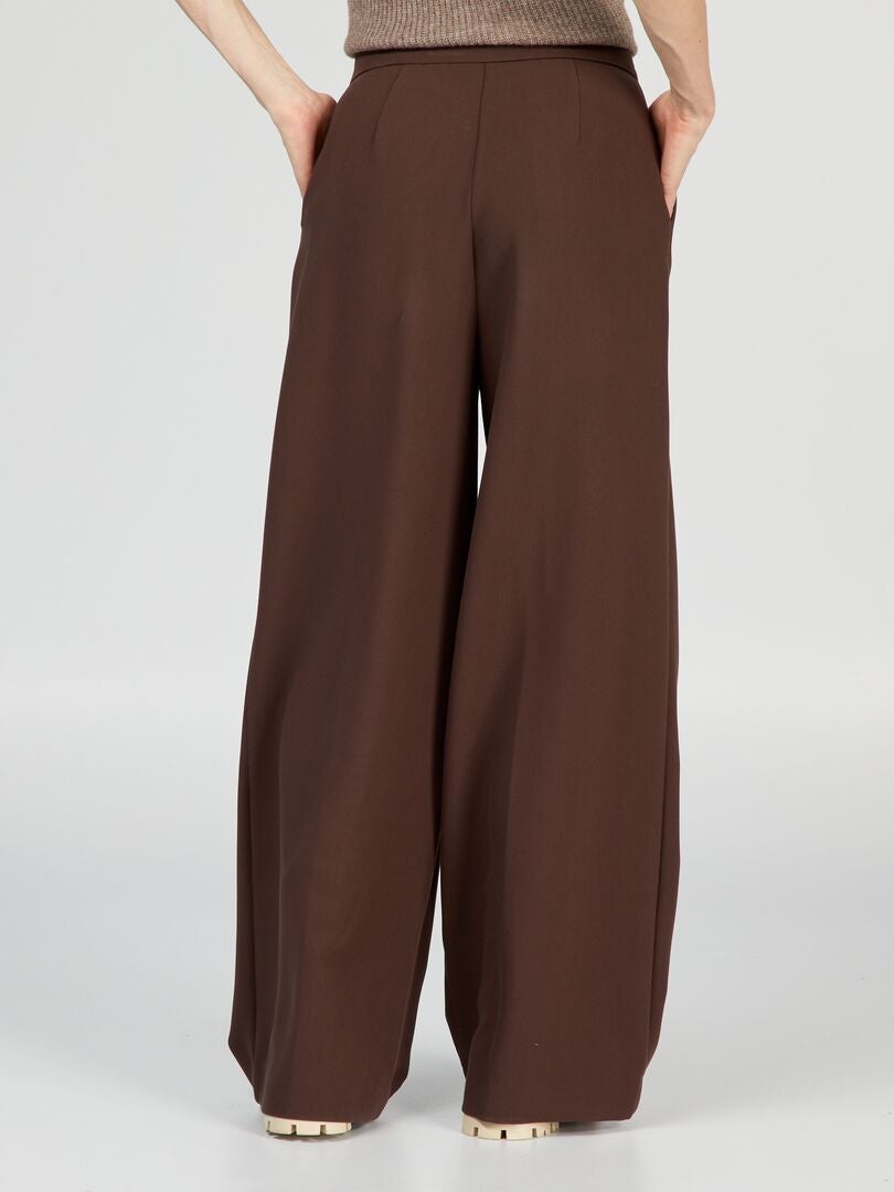 Pantalon large taille haute marron 