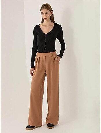 Pantalon large taille haute