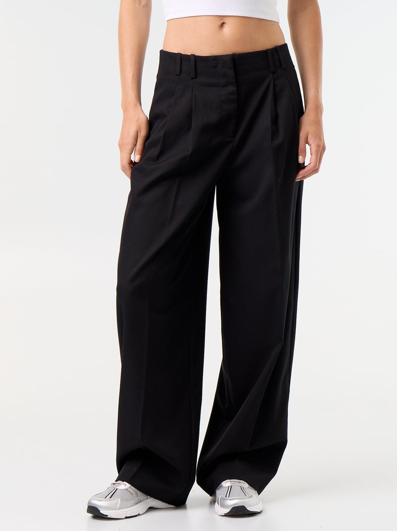 Pantalon large taille haute Noir - Kiabi