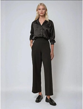 Pantalon large taille haute