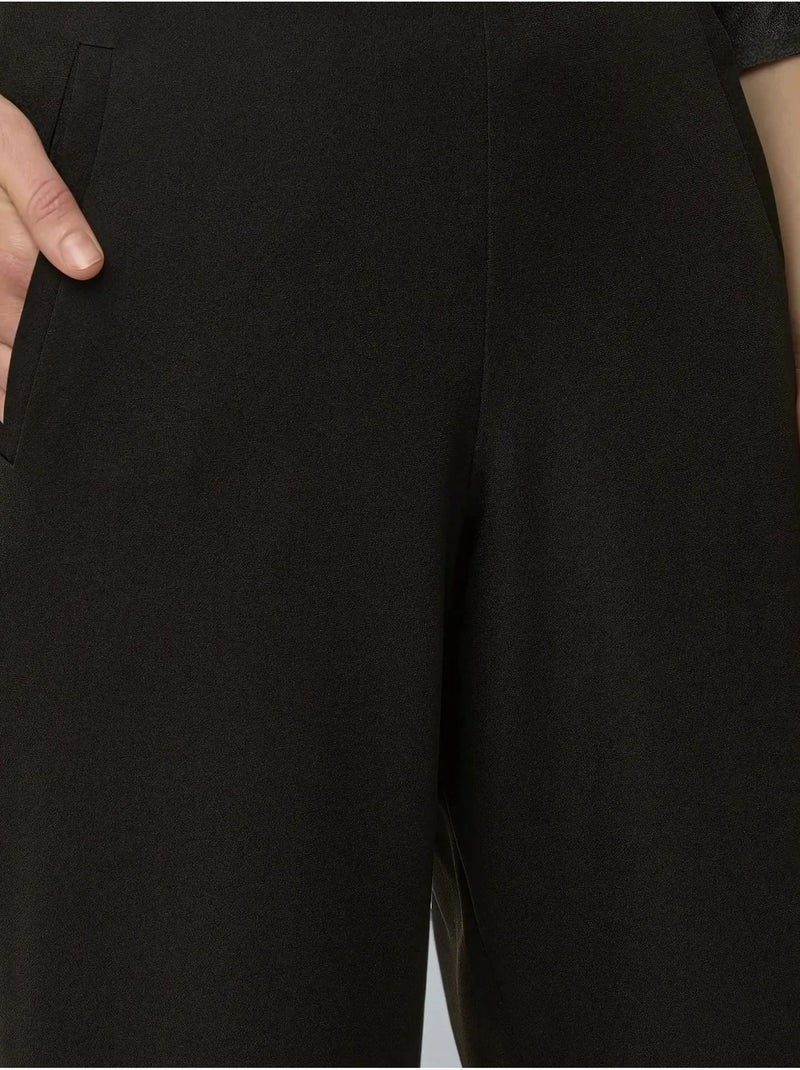 Pantalon large taille haute Noir - Kiabi
