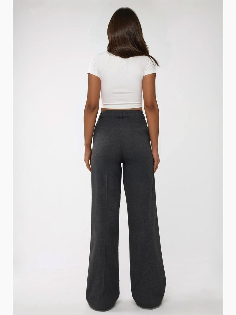 Pantalon large taille haute style palazzo hiccup Gris Noir - Kiabi