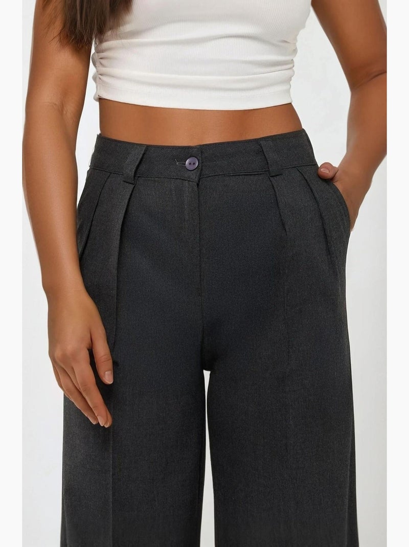 Pantalon large taille haute style palazzo hiccup Gris Noir - Kiabi