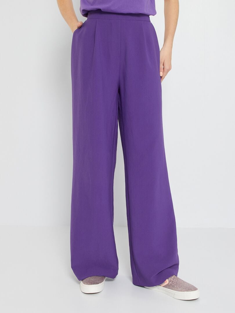 Pantalon large violet femme