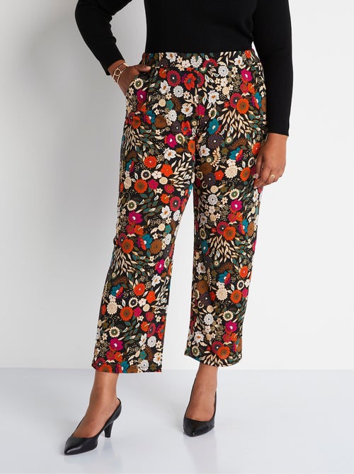 Pantalon large taille normale semi-élastiquée - Kiabi