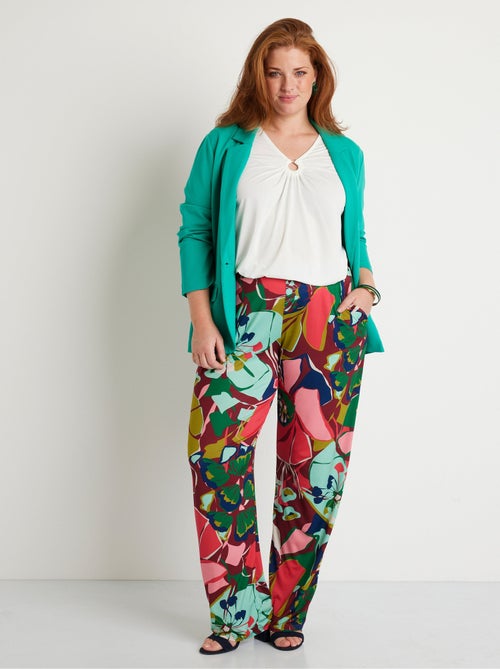 Pantalon large taille semi-élastiquée - Afibel - Kiabi