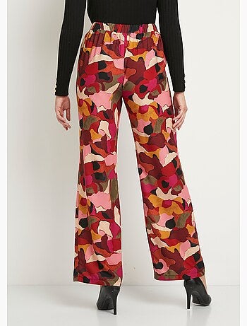 Pantalon large taille semi élastiquée imprimé - Afibel