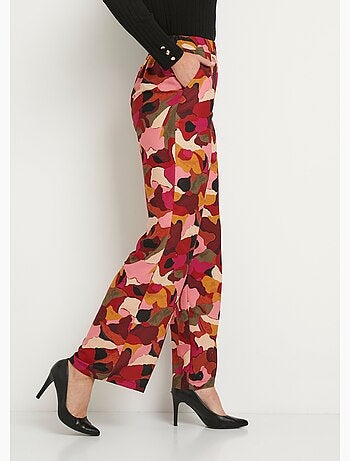 Pantalon large taille semi élastiquée imprimé - Afibel