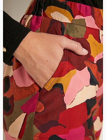 Pantalon large taille semi élastiquée imprimé - Afibel