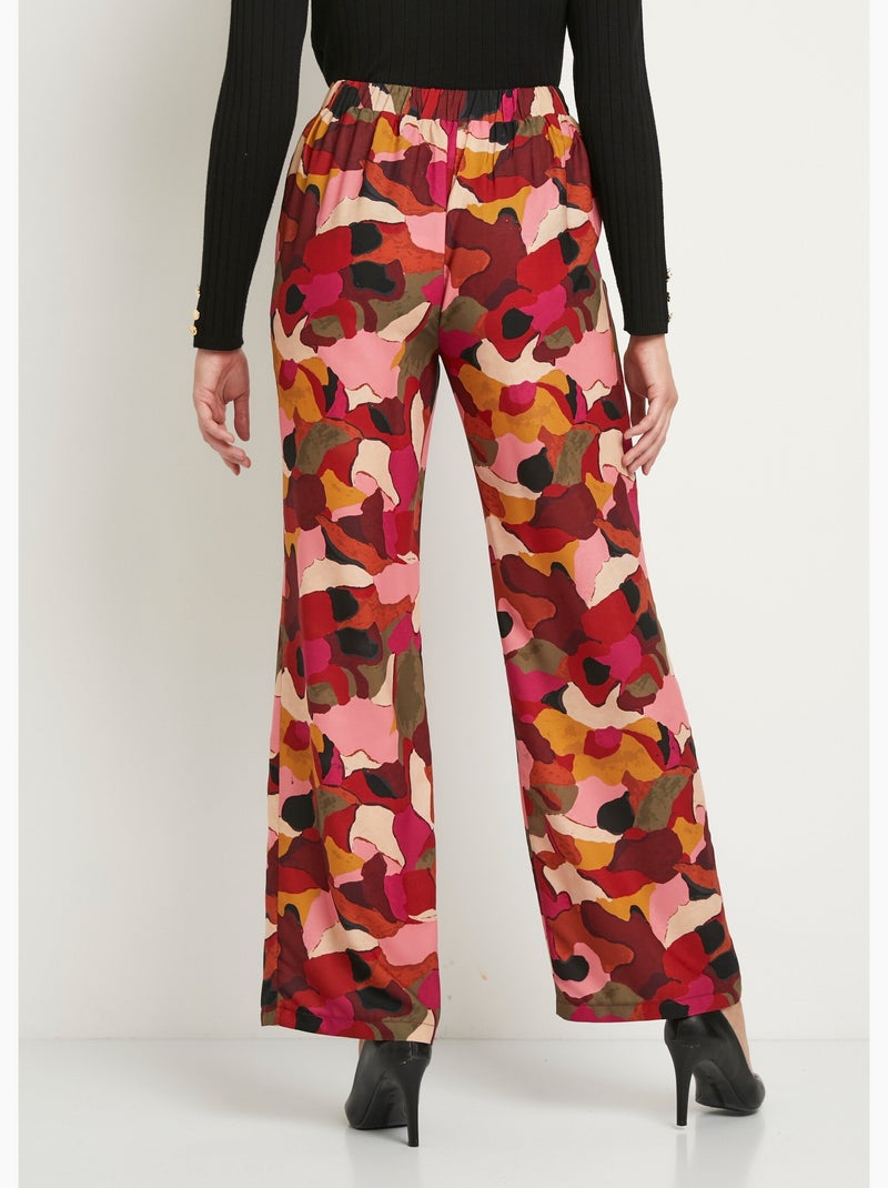 Pantalon large taille semi élastiquée imprimé - Afibel Rose - Kiabi