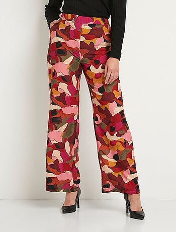 Pantalon large taille semi élastiquée imprimé