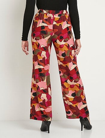 Pantalon large taille semi élastiquée imprimé